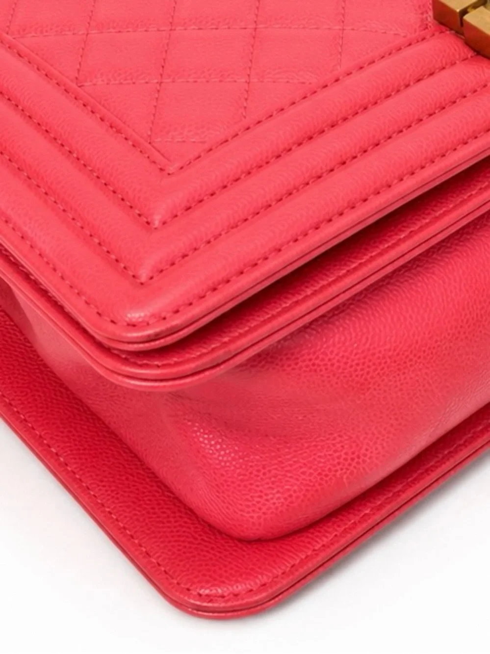 CHANEL Coral Quilted Leather Shoulder Bag w/ Gold Hardware - Old Medium Boy Bag